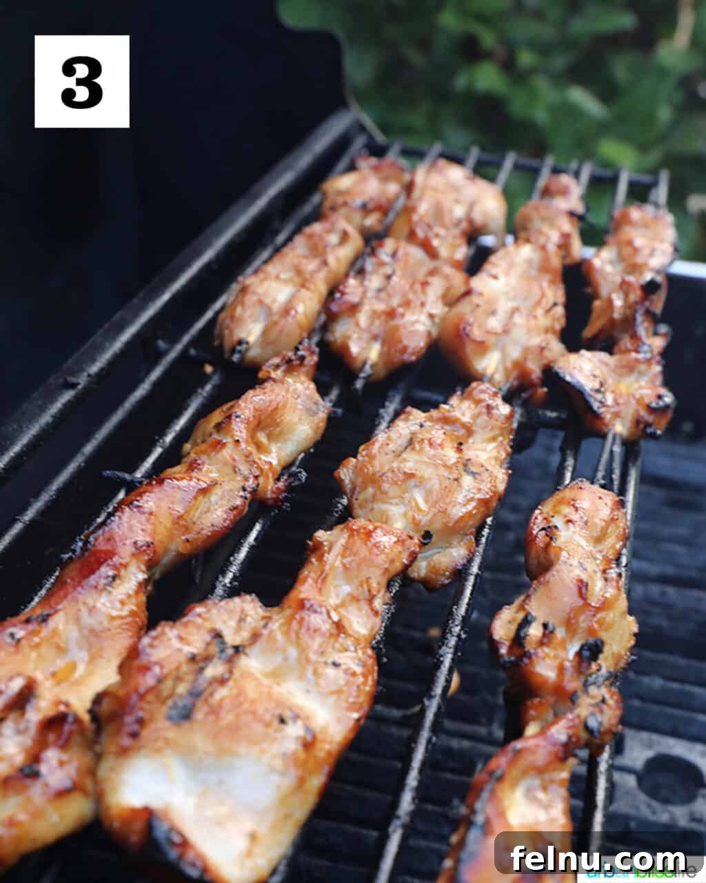 Honey Garlic Chicken Kebabs 6 Honey Garlic Chicken Skewers on Grill