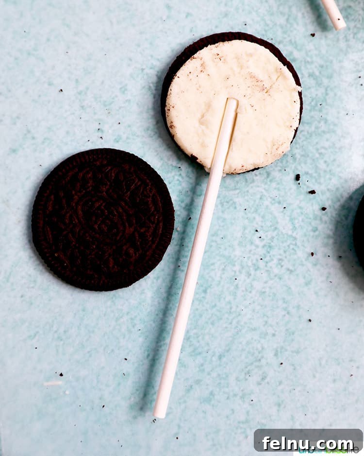 Valentine's Day Oreo Delights 8 Valentines Day OREO Pops Lollipop Sticks - Lollipop sticks inserted into Oreos.