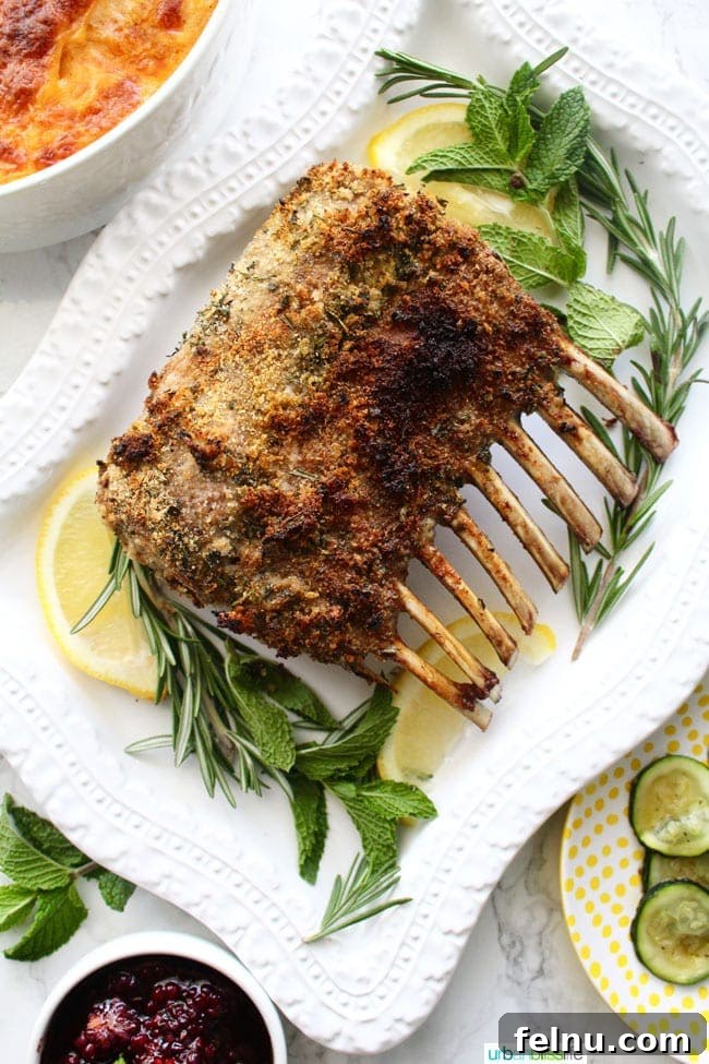 Herb Crusted Rack of Lamb with Blackberry Balsamic Sauce