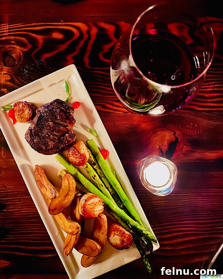 Filet Mignon and Wine at The Parrot House