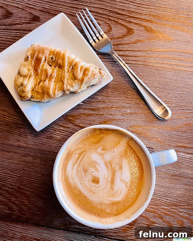 Lavender Latte and Scone at Gathering Grounds Coffeehouse