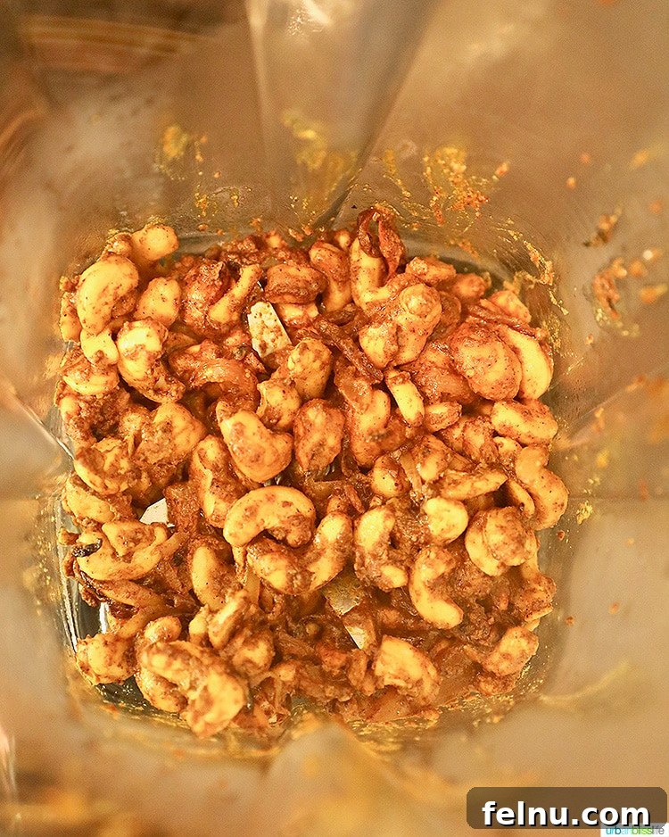 Vegan Cashew Cheese Dip 4 Cashews and spices in vitamix blender