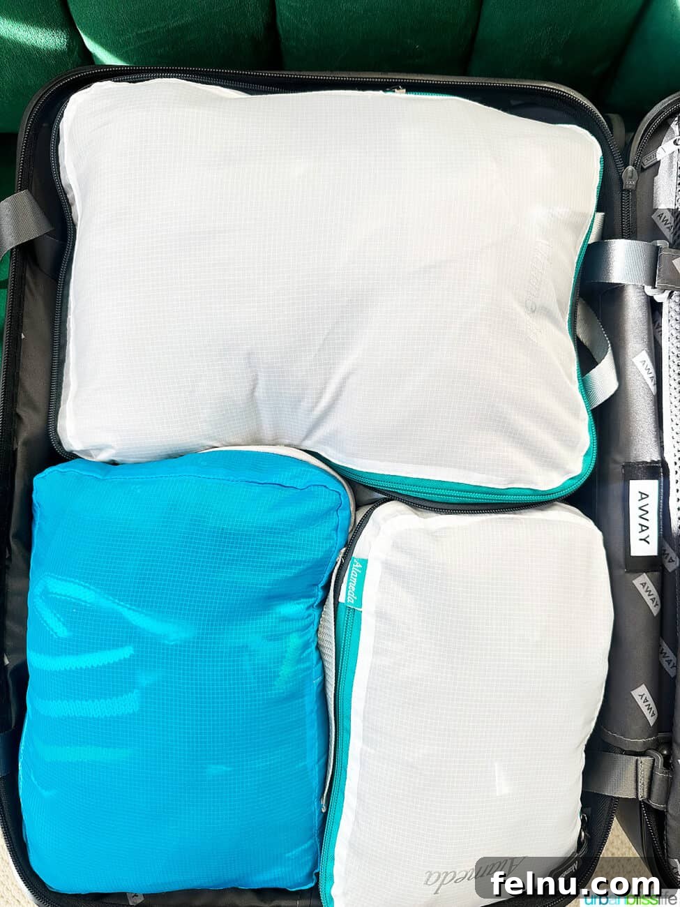One Bag, One Week: Effortless Carry-On Packing 2 Organized packing cubes ready for a trip, symbolizing efficient carry-on packing.