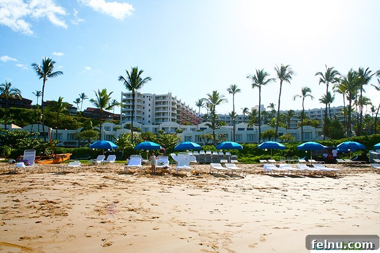 Fairmont Kea Lani: Maui's Premier Island Escape 2 Fairmont Kea Lani's pristine beachfront in Maui, ideal for family vacations