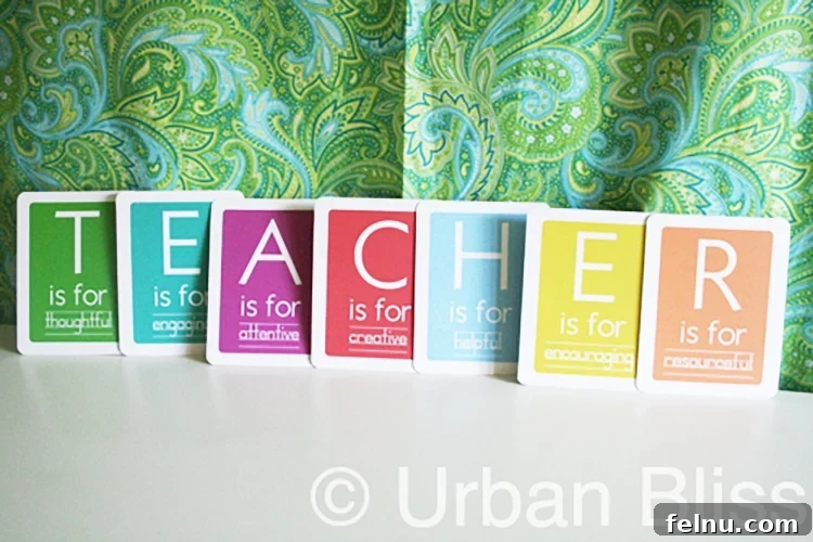 Teacher Appreciation Flashcards: A Token of Gratitude 3 Front side of Teacher Appreciation Printable Flash Cards