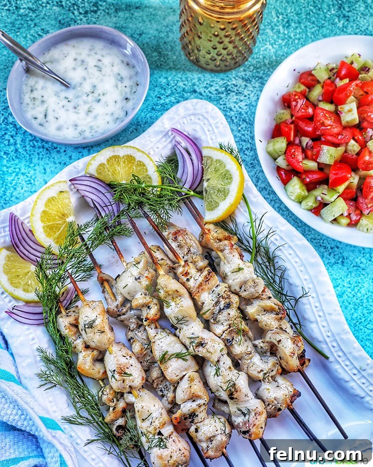 Perfect Homemade Greek Chicken Souvlaki 2 Greek Chicken Souvlaki skewers
