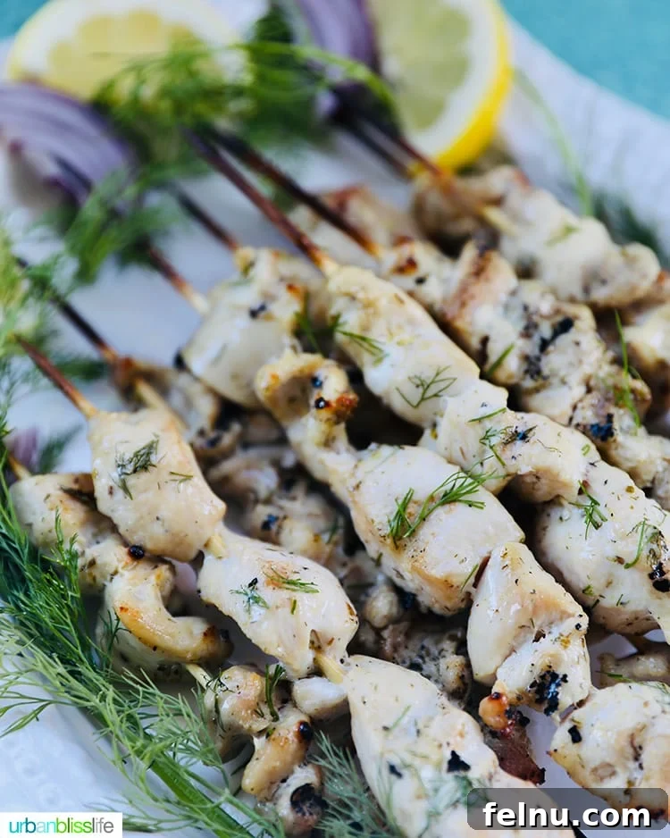 Perfect Homemade Greek Chicken Souvlaki 6 angle of greek souvlaki chicken skewers