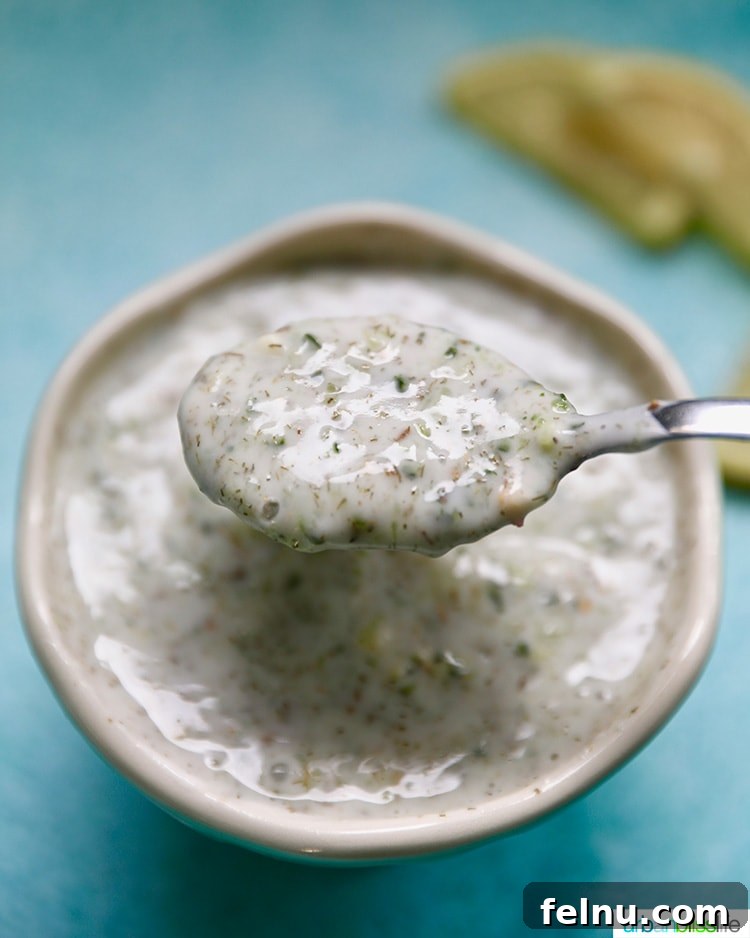 Zesty Vegan Tzatziki Dip 10 herbs mixing into vegan tzatziki