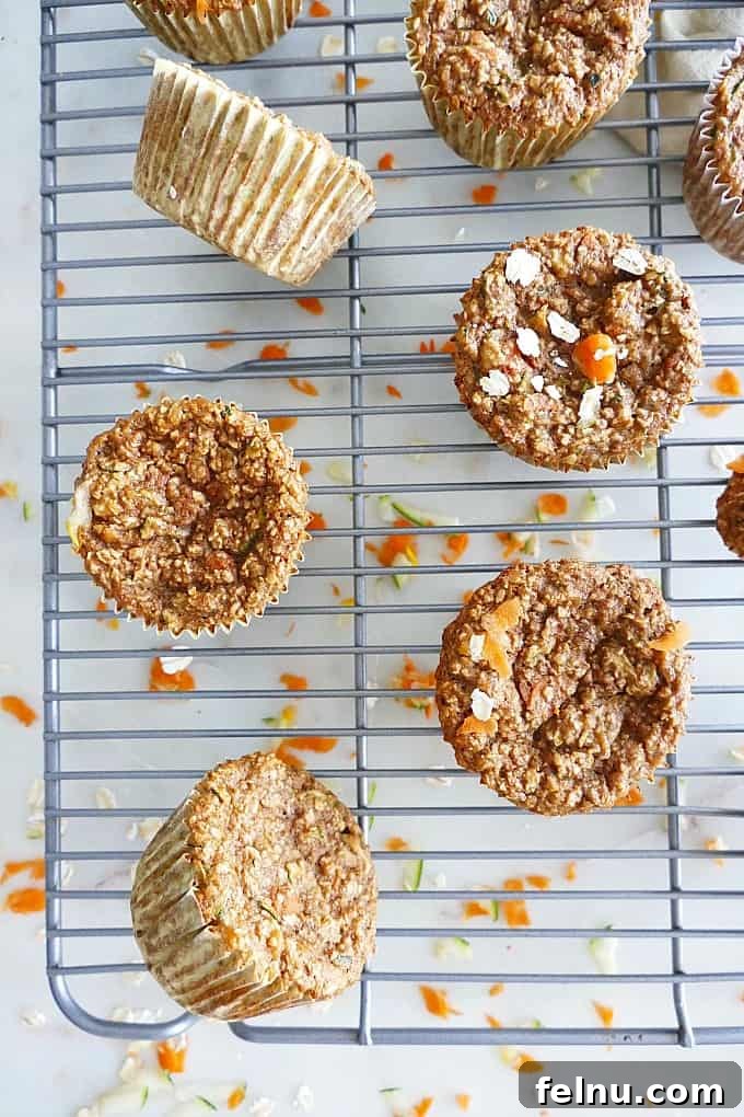 Healthy Zucchini Carrot Oat Muffins