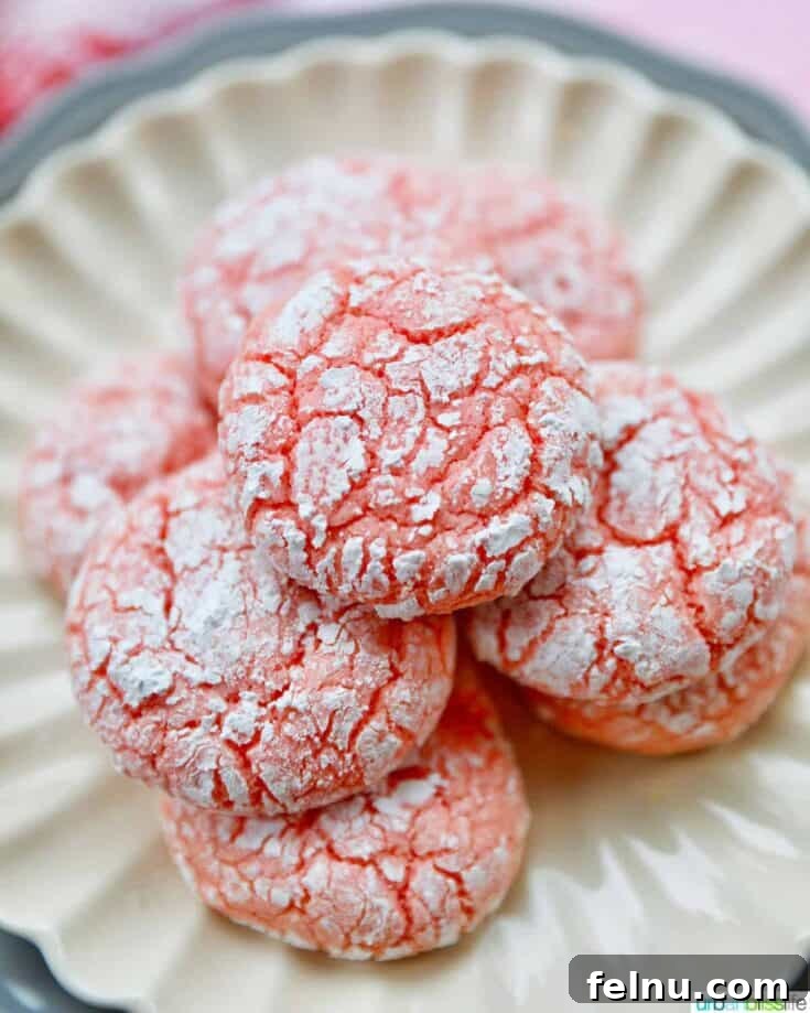 Strawberry Crinkle Cookies