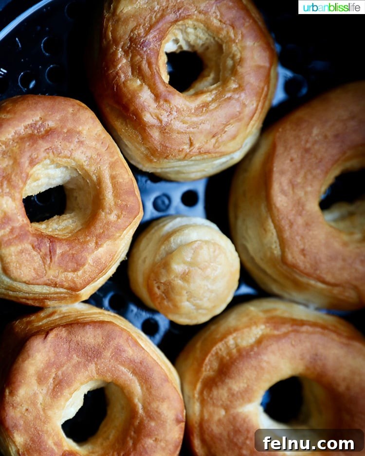 Effortless Air Fryer Doughnuts 9 biscuit dough air fried into donuts