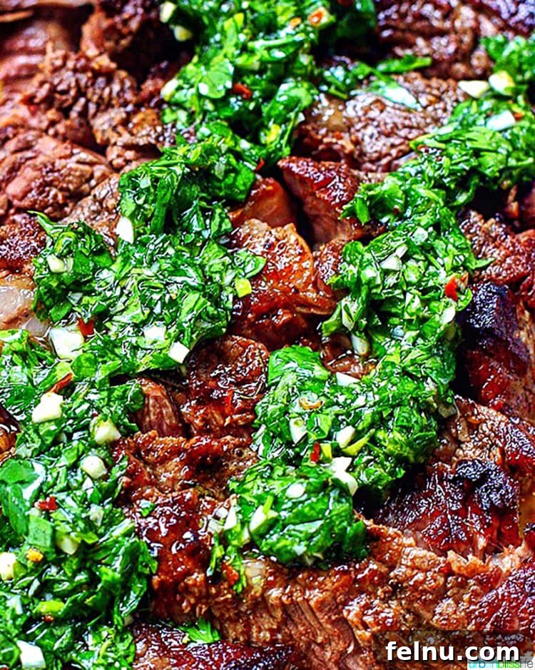 Family-Friendly Dinner Delights: 110 Simple & Delicious Recipes 18 Cast iron rib eye steak with chimichurri sauce