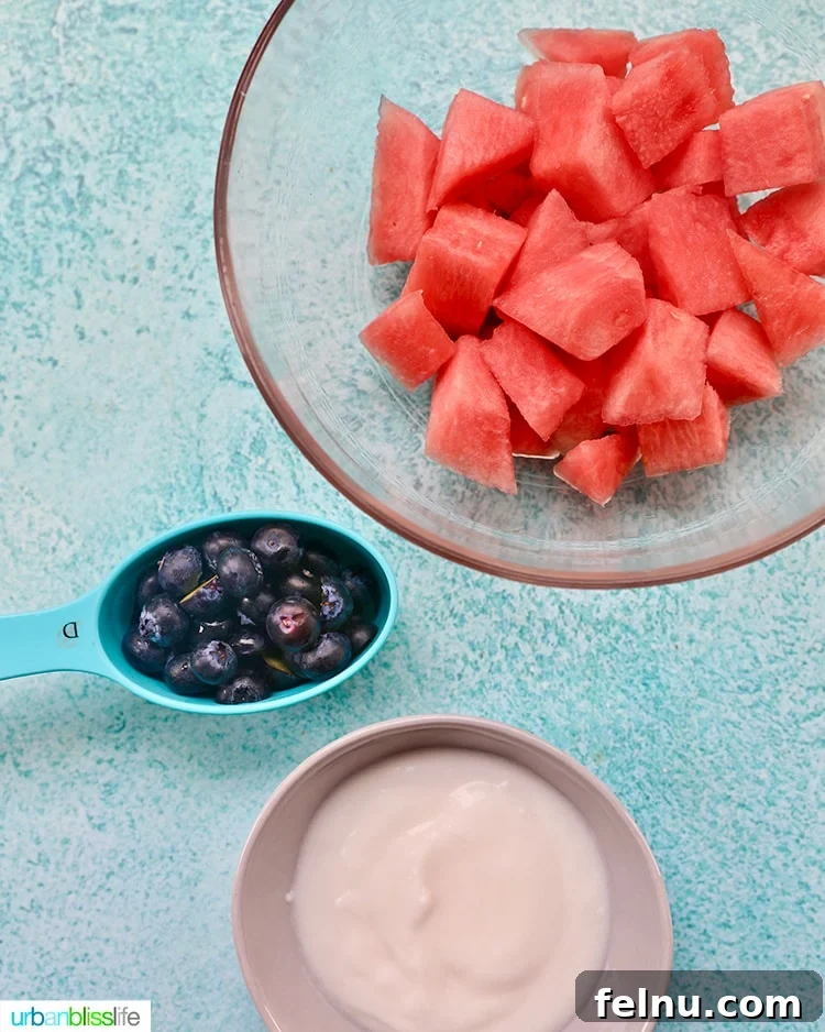 Frozen Watermelon Blueberry Yogurt Dog Treats
Summer Pawsicles: Watermelon Blueberry Yogurt Delights 7 Ingredients: watermelon, blueberries, yogurt