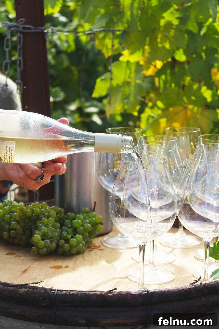 Pouring white wine