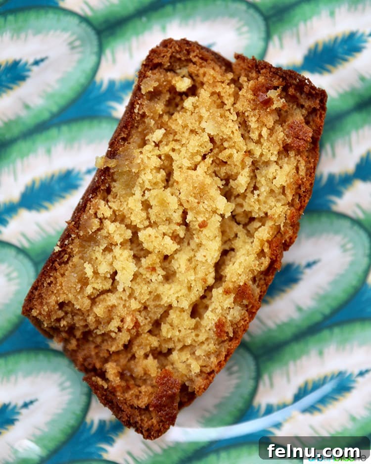 Pineapple Loaf 12 slice of pineapple bread on a blue, white and green patterned plate.