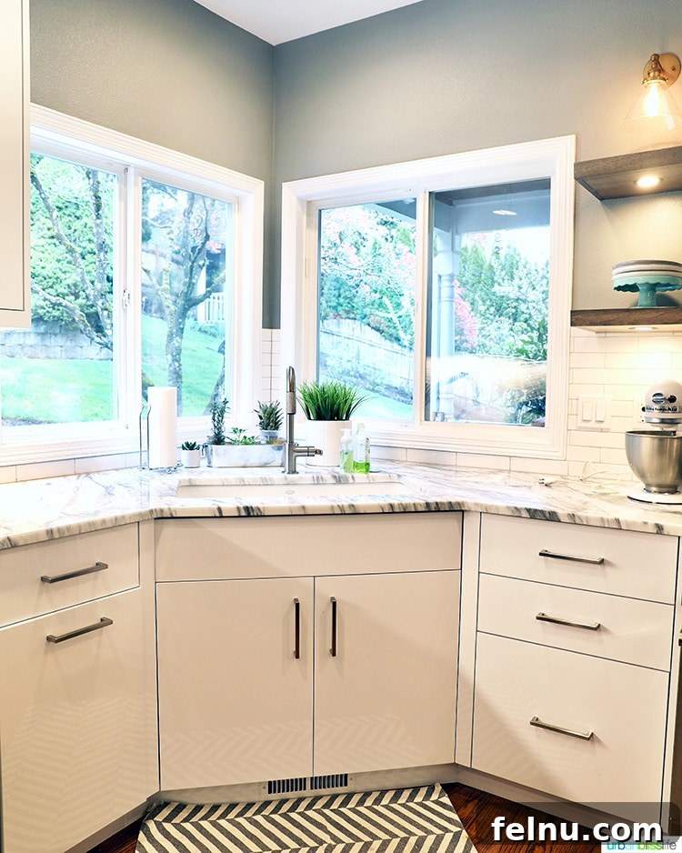 Kitchen corner with sink in new remodel