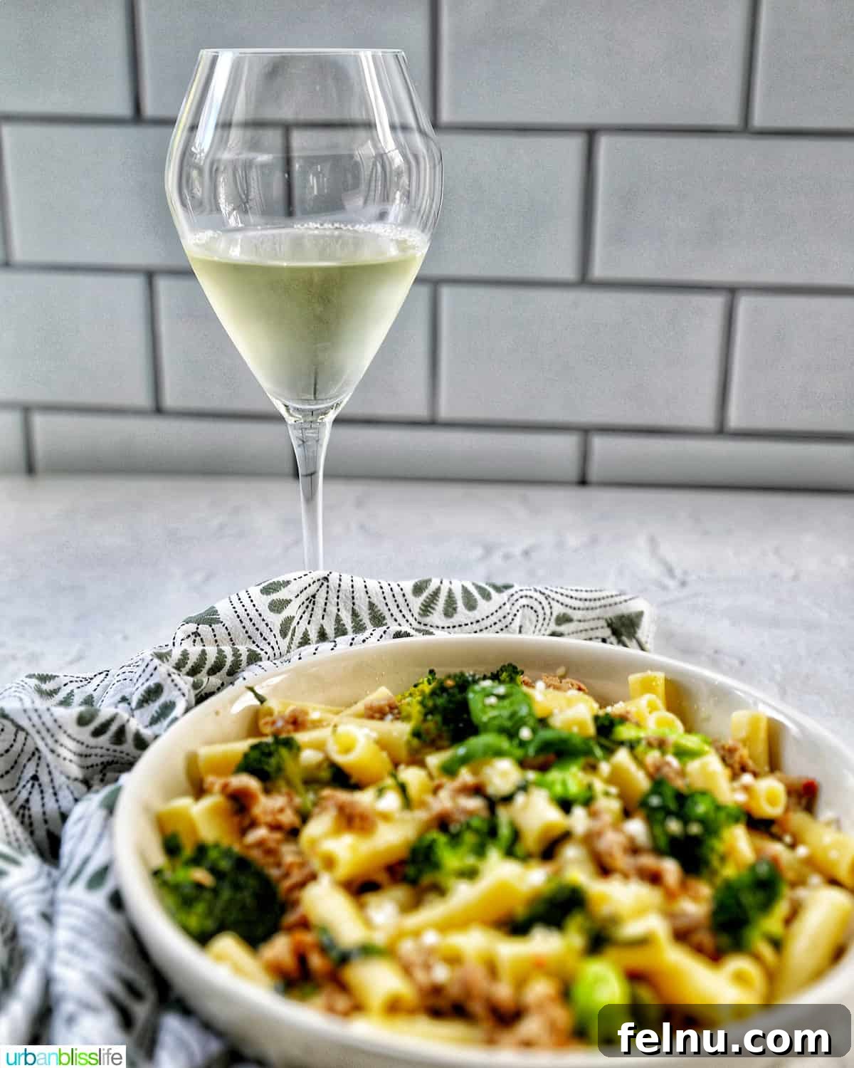 Italian Sausage and Broccoli Pasta with wine