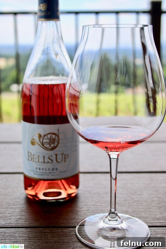 Oregon's Premier Wine Tasting Escapes: Summer 2024 8 Bells Up Winery Prelude Rosé wine