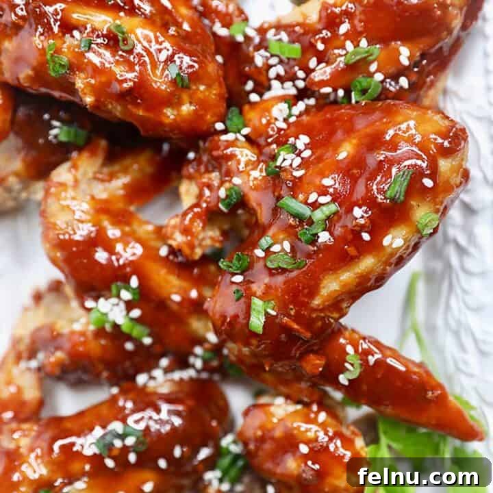 air fryer teriyaki chicken wings close up
