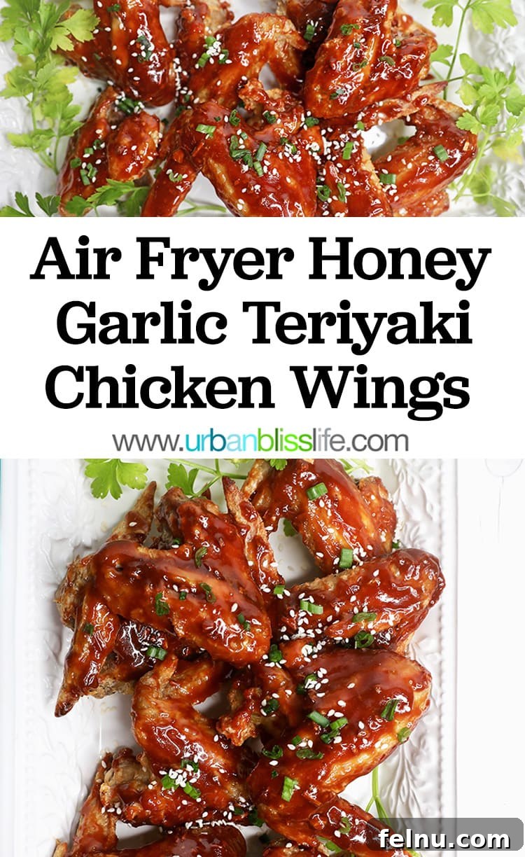 Sticky Teriyaki Air Fryer Wings 7 A vibrant platter of crispy air fryer teriyaki chicken wings, perfect for pinning.