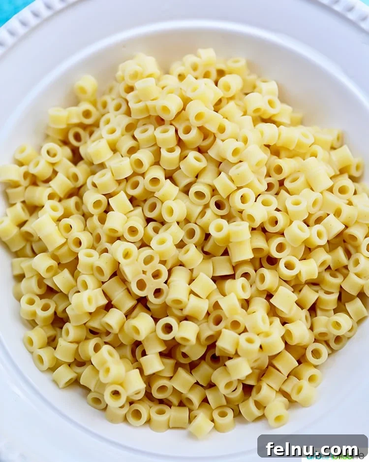 Creamy Tuna Pasta Salad 4 Ditalini pasta in a bowl