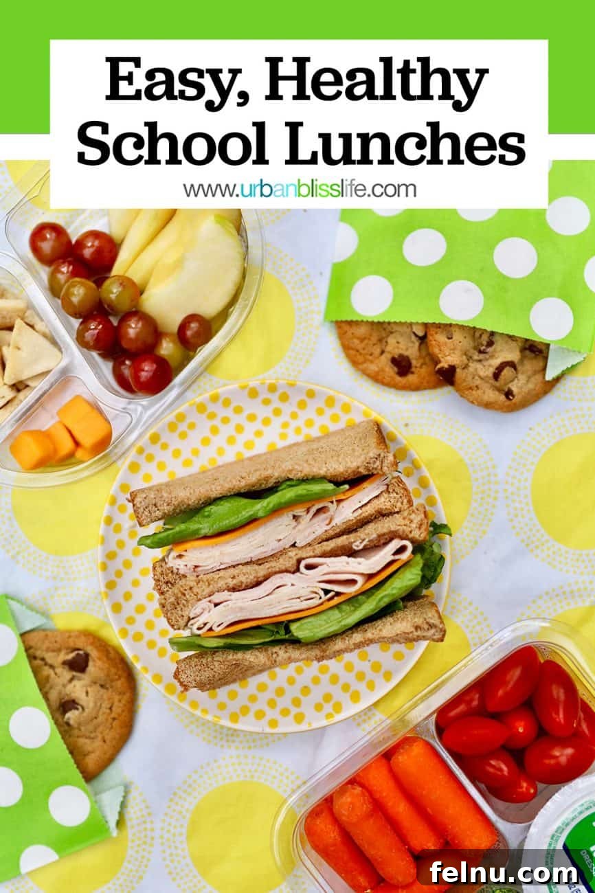 Creative and Nutritious Lunchbox Inspirations 7 A variety of healthy school lunch items arranged on a tablecloth.