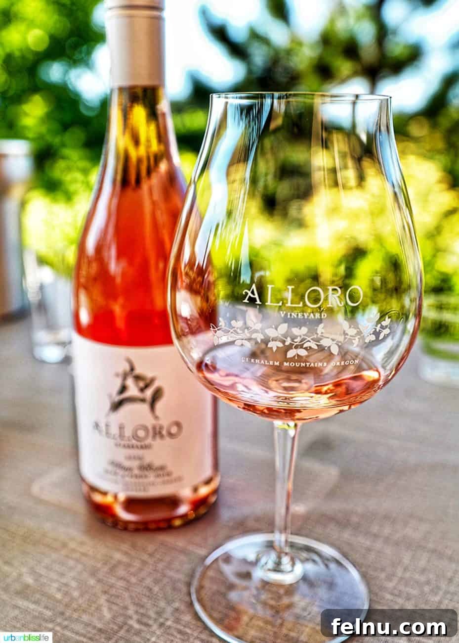 Beat the Heat Dinners 16 Glass and bottle of Alloro Vineyards rosé, perfectly chilled for summer.
