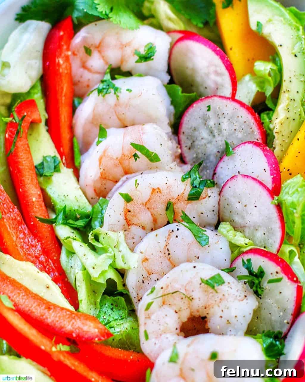 Shrimp Salad Reimagined Keto Paleo Whole30 Perfection 3 Close-up of fresh, colorful ingredients in a healthy shrimp salad.