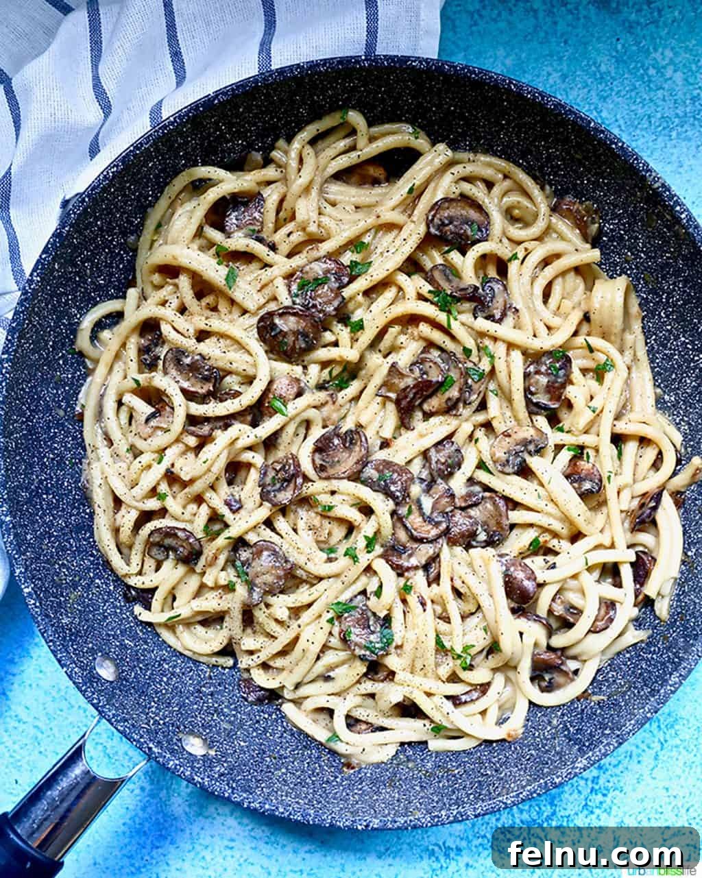 Creamy Vegan Mushroom Pasta in a Pan
