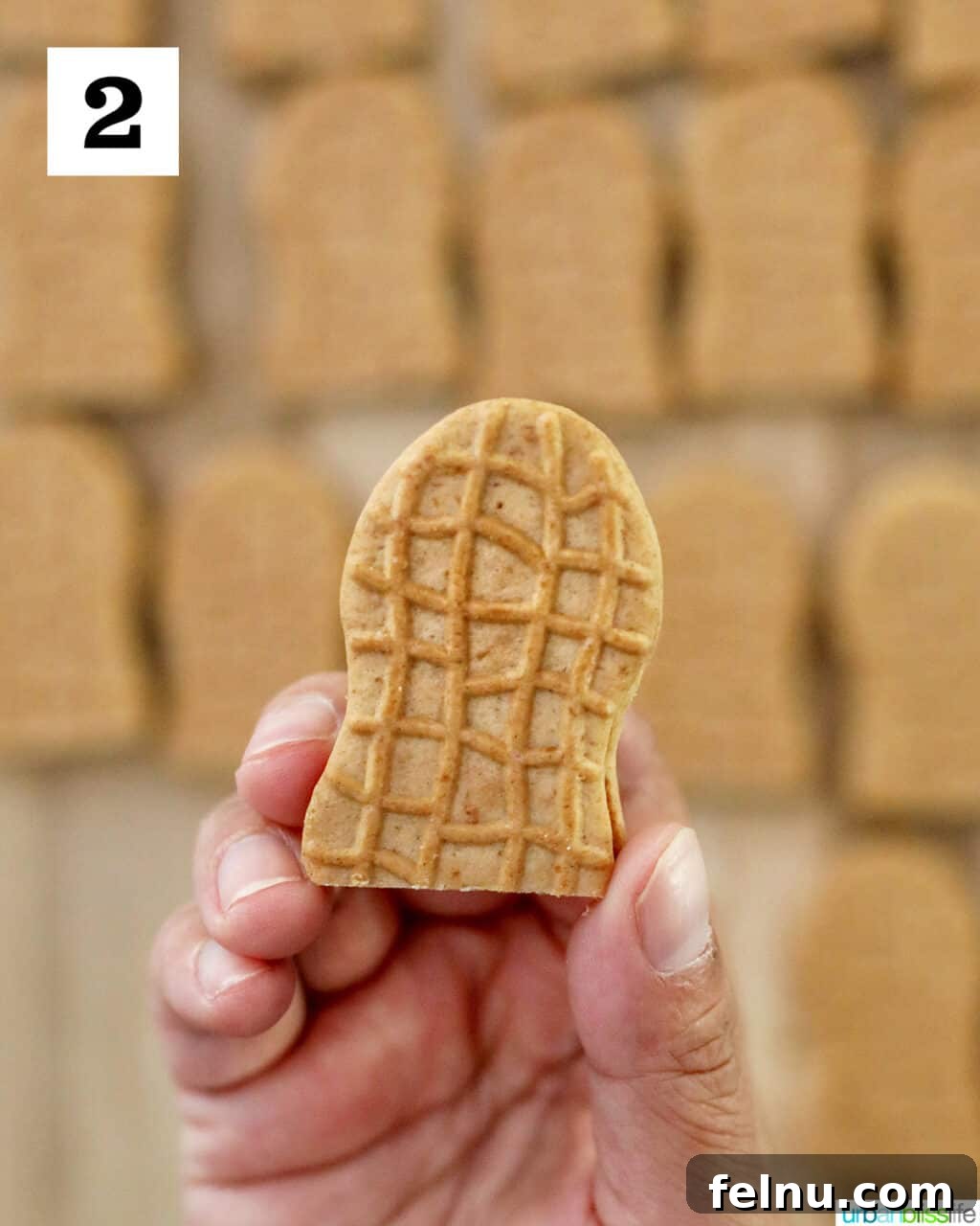 Spooky Nutter Butter Ghosts 6 Holding up half of Nutter Butter cookie