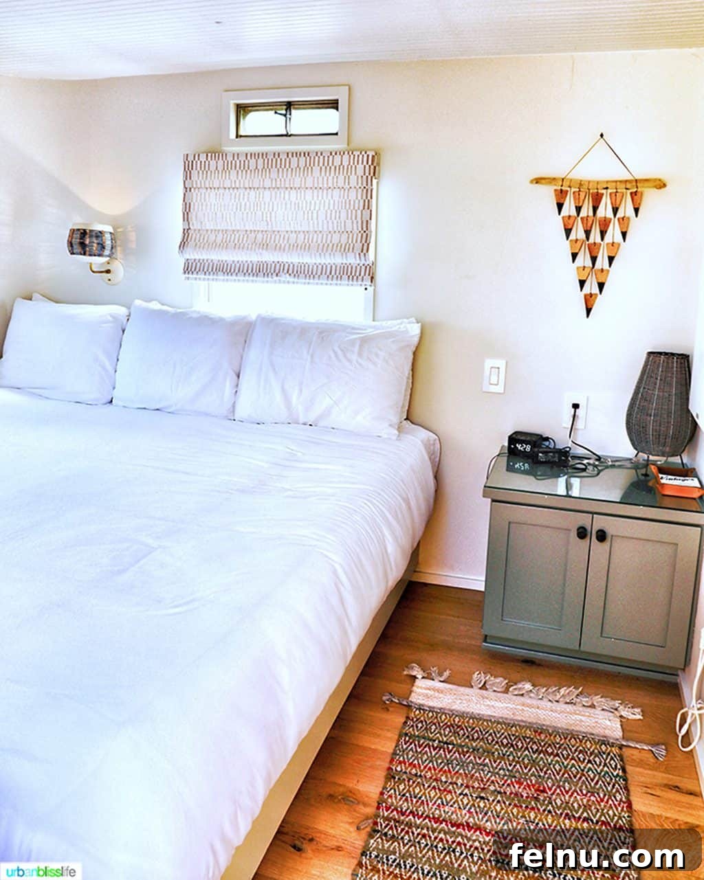 Glamping in Wine Country: Vintages Trailer Resort in Oregon's Willamette Valley 18 The comfortable and spacious bedroom of the Royal Spartan Mansion airstream at Vintages Trailer Resort, featuring a luxurious king-sized bed.
