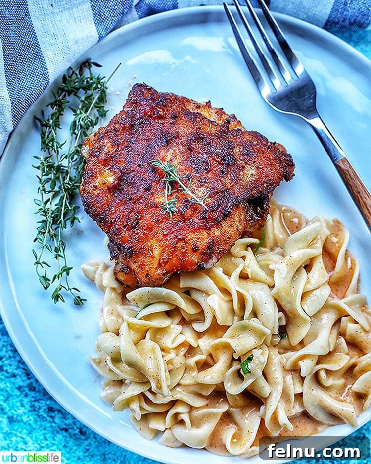 Crispy Paprika Chicken in the Air Fryer 7 Air Fryer Paprika Chicken served with paprika pasta