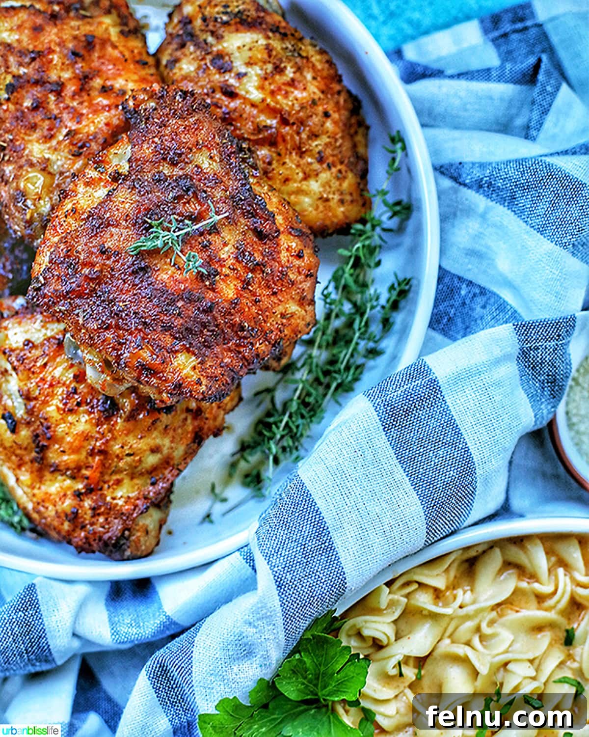 Crispy Paprika Chicken in the Air Fryer 8 Bowl of Air Fryer Paprika Chicken with a side of paprika pasta