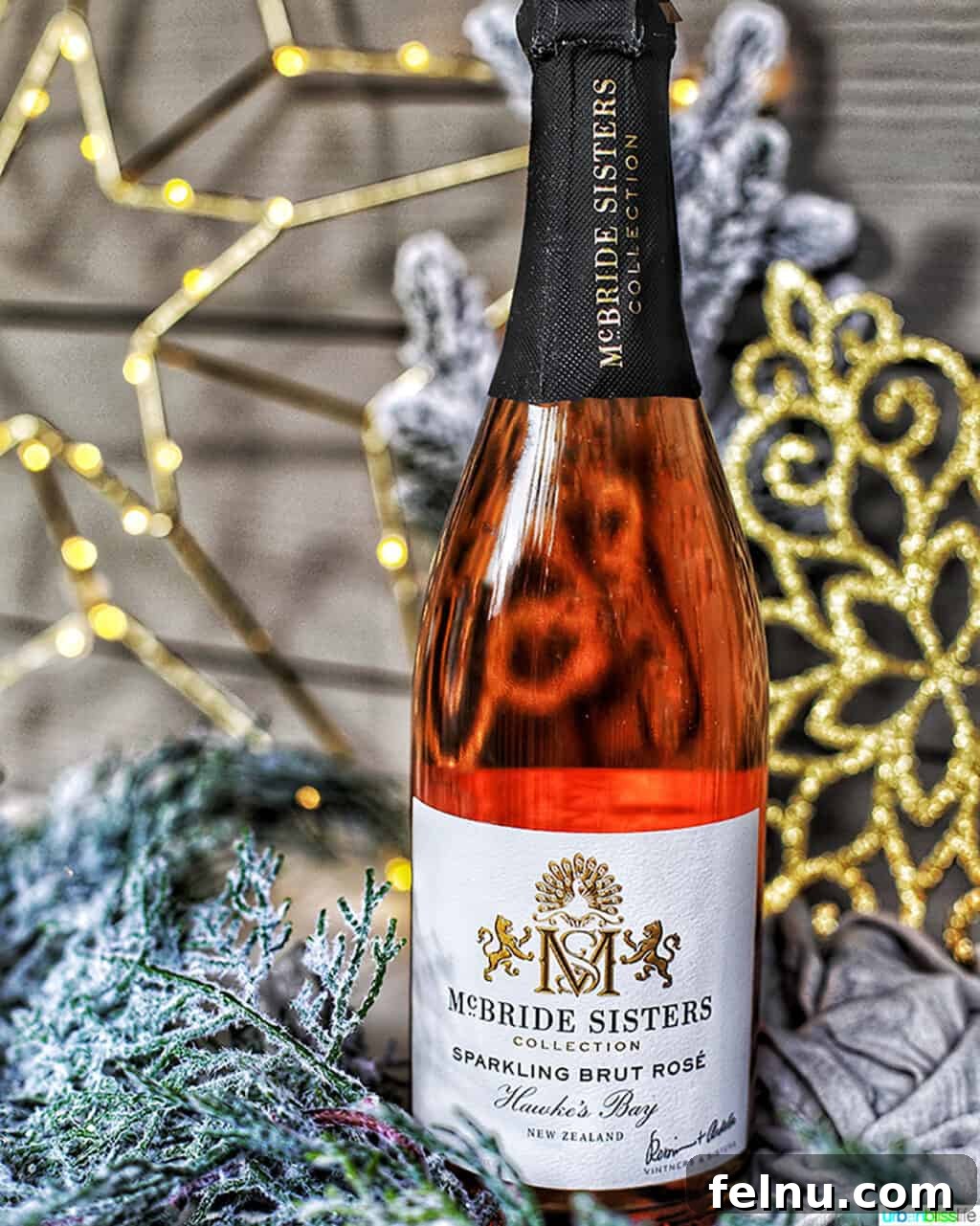 Wine and Spirits Gift Guide: Holiday Edition 8 McBride Sisters Brut Rosé bottle in holiday decorations