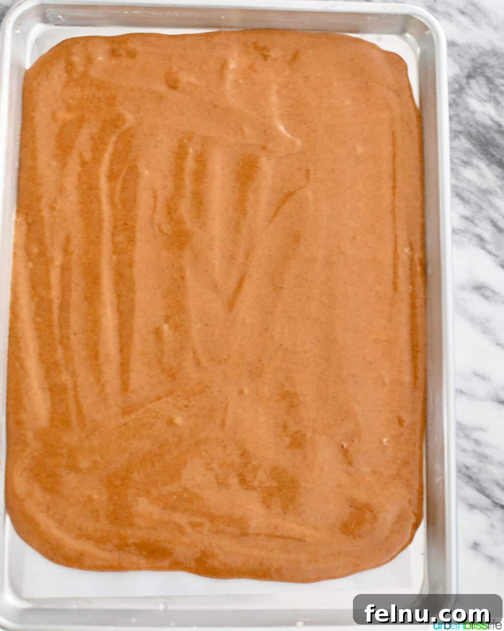Pumpkin Cream Cheese Swirl Log 7 Spreading Pumpkin Cake Batter
