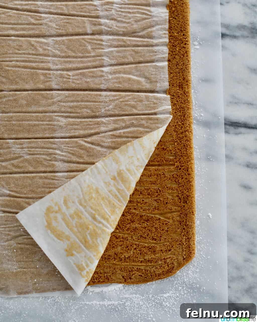 Pumpkin Cream Cheese Swirl Log 8 Peeling Wax Paper from Pumpkin Cake