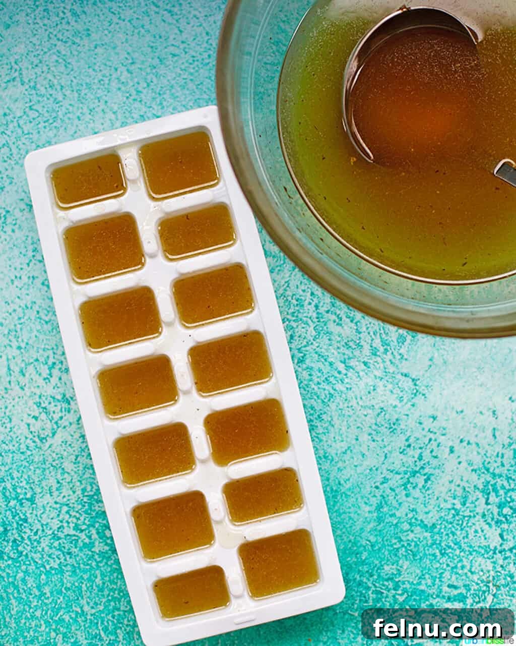 Homemade Turkey Stock frozen in ice cube trays