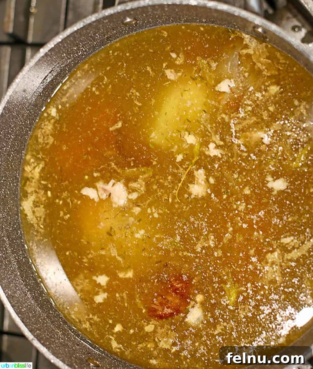 Homemade Turkey Stock cooling