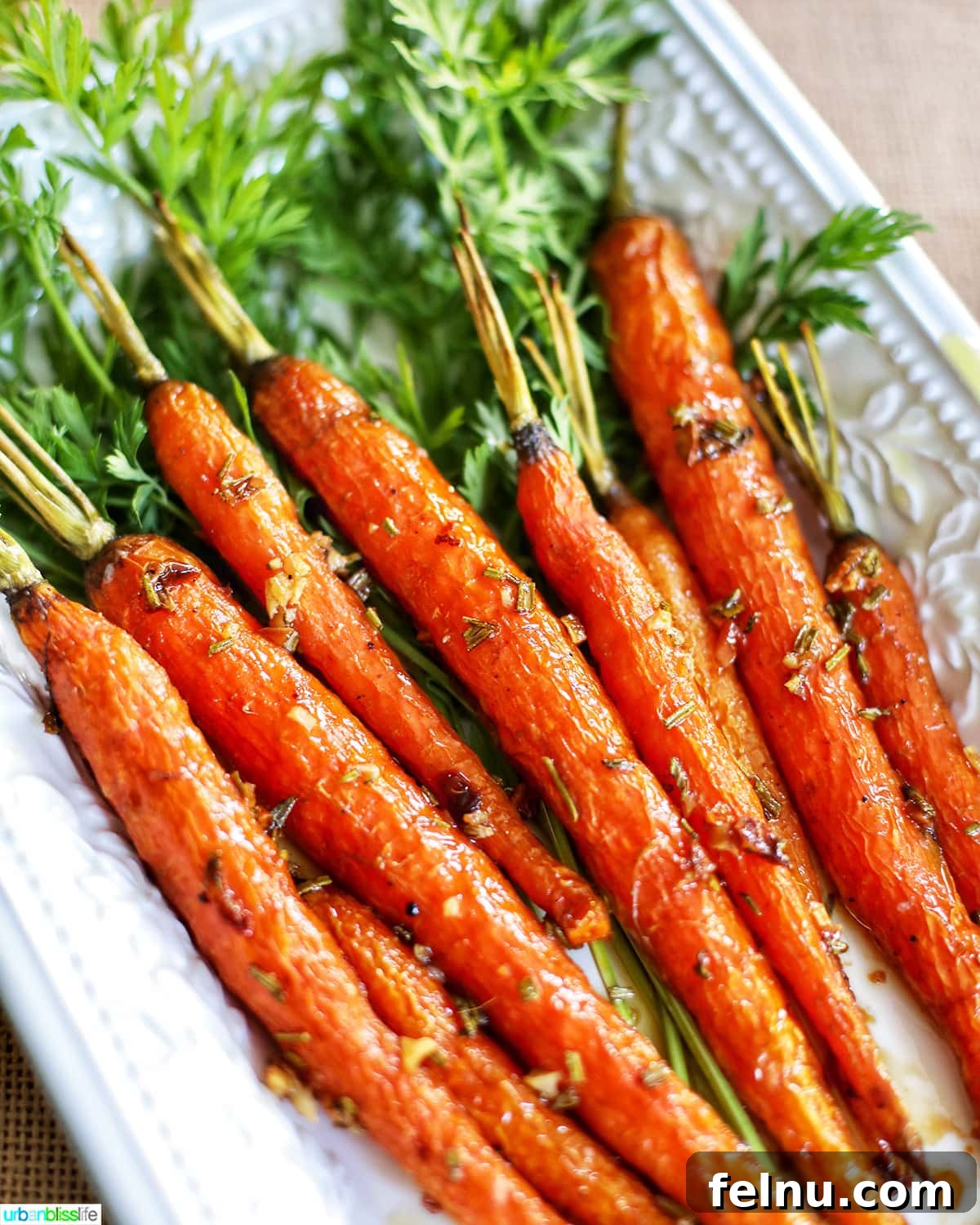 Garlic Rosemary Glazed Roasted Carrots 3 Plate of Garlic Rosemary Roasted Glazed Carrots