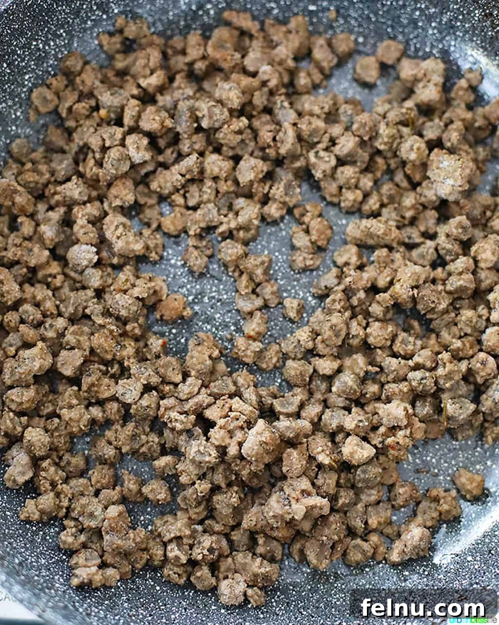 Thai Red Curry Pasta Fusion 5 Beyond Meat Beyond Beef Crumbles in a Skillet