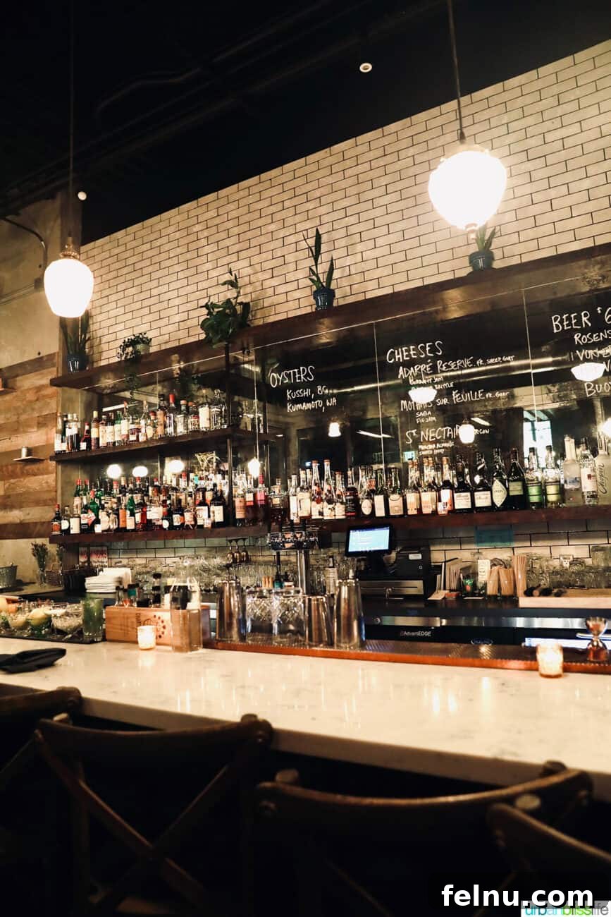 Portland's Top Romantic Dinner Spots 30 Stylish bar area at Normandie restaurant in Portland, Oregon.