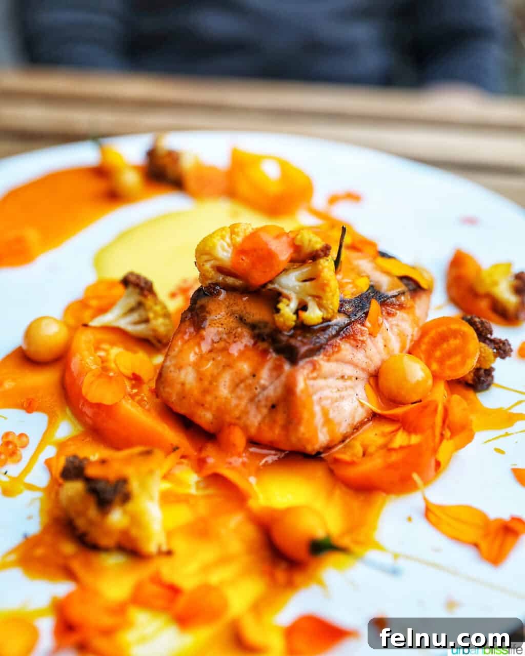 Portland's Top Romantic Dinner Spots 44 Perfectly cooked salmon dish at Quaintrelle restaurant in Portland, Oregon.