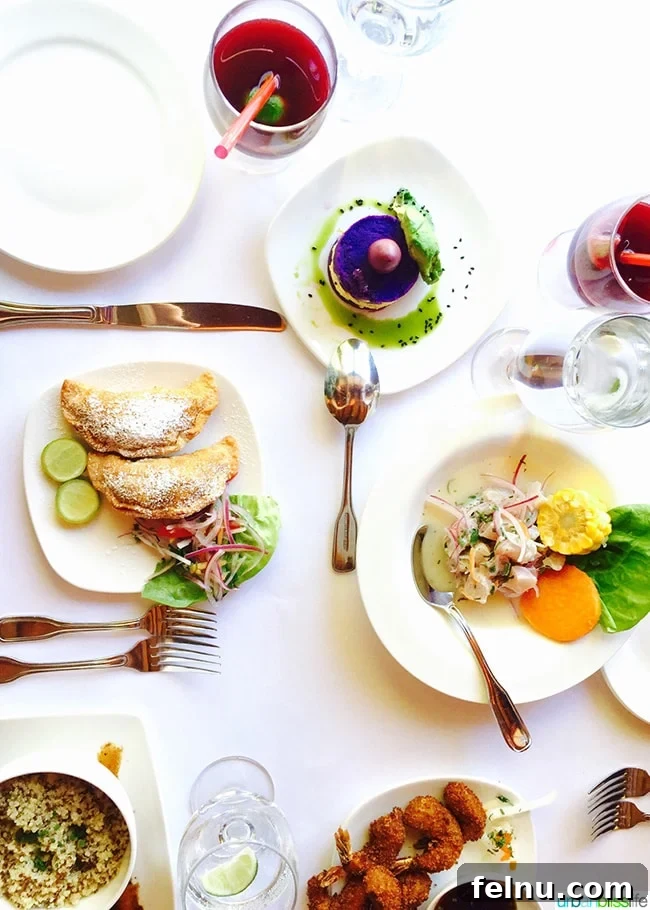 Portland's Top Romantic Dinner Spots 6 Exquisite Peruvian flatlay of various dishes at Andina restaurant in Portland, Oregon