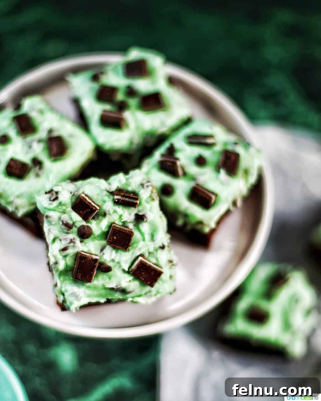 Mint Chocolate Decadence Brownies 3 Close-up of Mint Chocolate Chip Brownies
