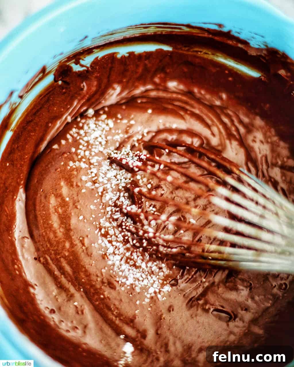 Mint Chocolate Decadence Brownies 8 Whisking chocolate and salt