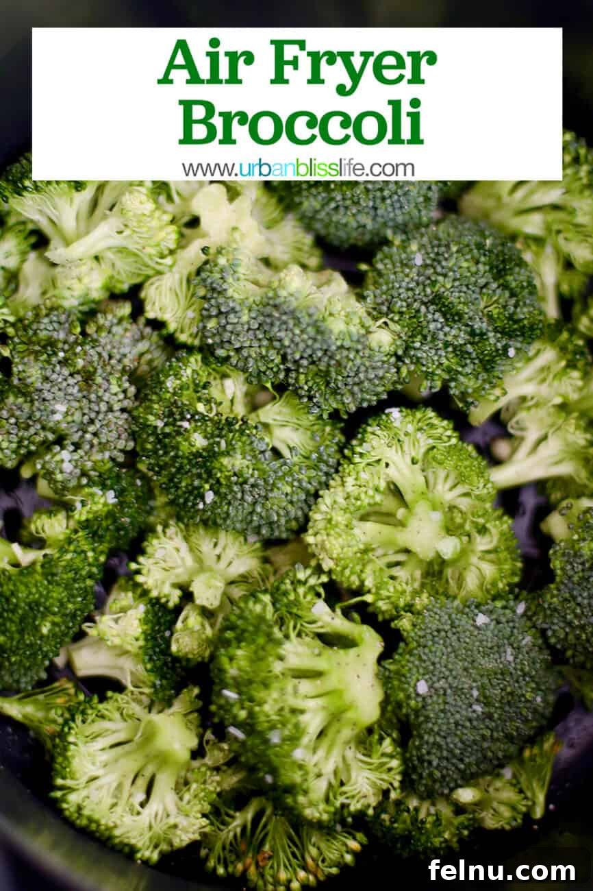 air fryer broccoli with text for Pinterest