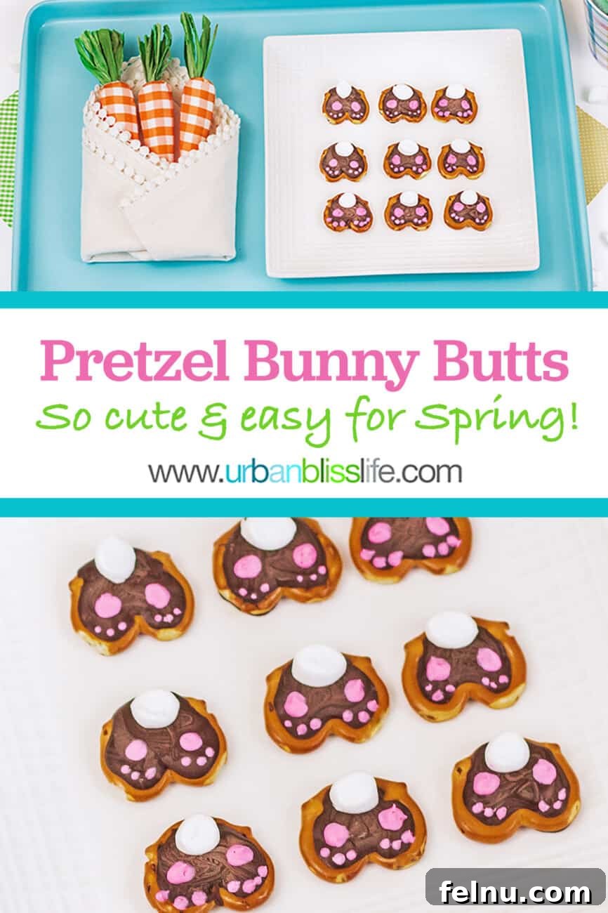 Whip Up Adorable Easter Bunny Pretzels 10 A Pinterest-optimized collage featuring two images of cute Easter bunny pretzels, with overlay text: 'Easy Easter Bunny Pretzels - Fun for Kids!'