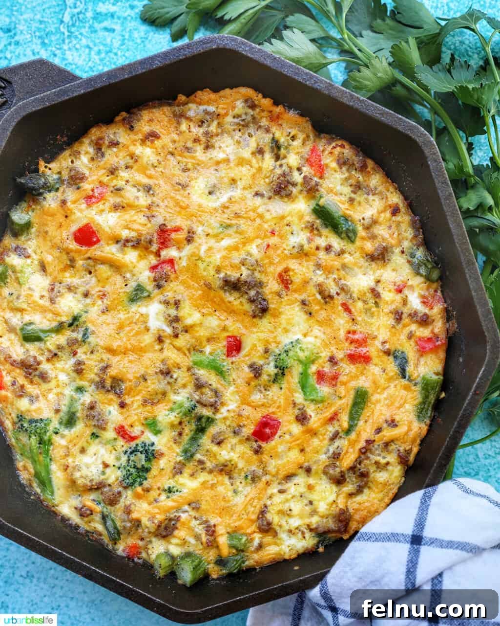 Sausage and Spring Vegetable Frittata 2 Sausage Frittata in skillet