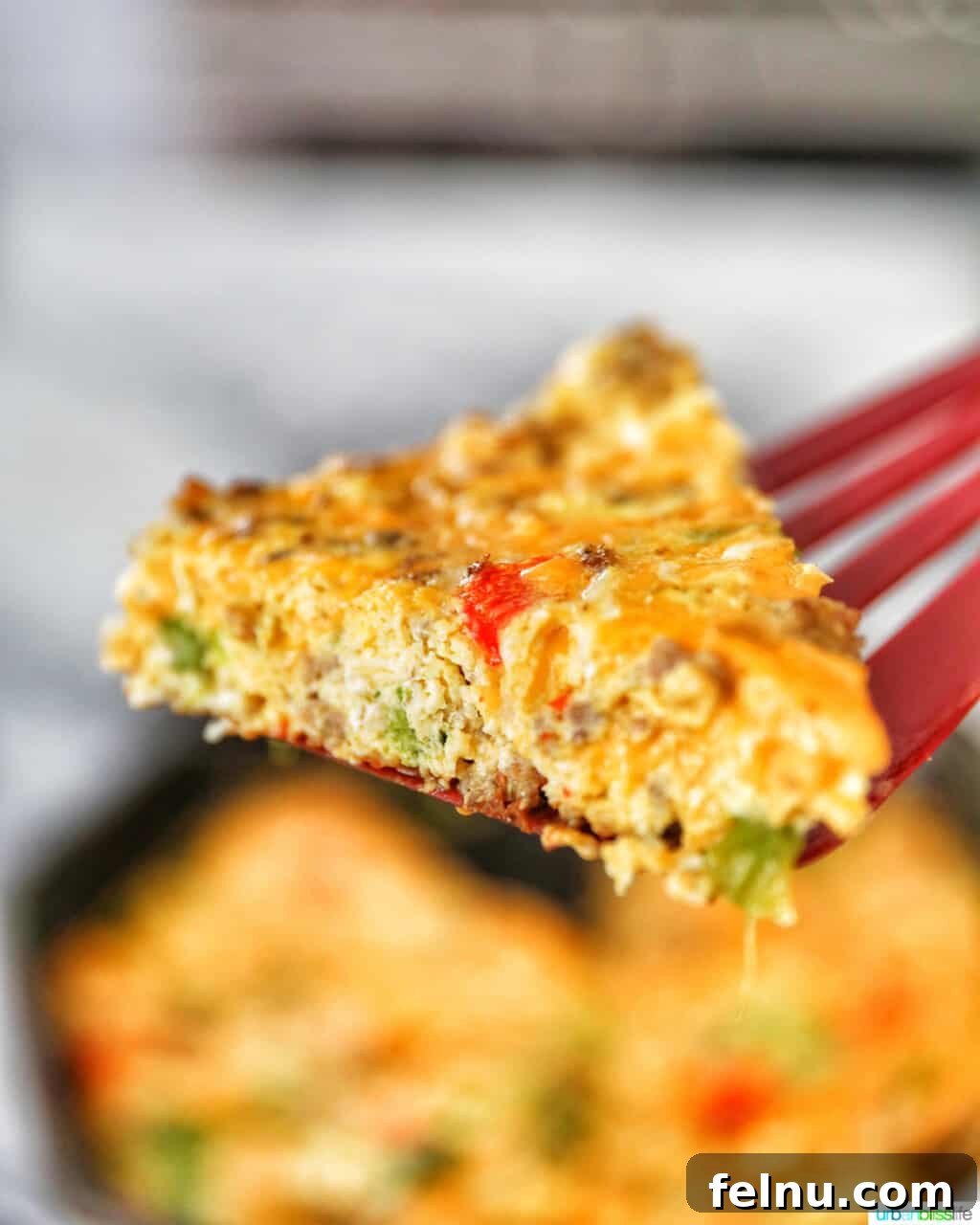 Sausage and Spring Vegetable Frittata 9 Slice of sausage frittata