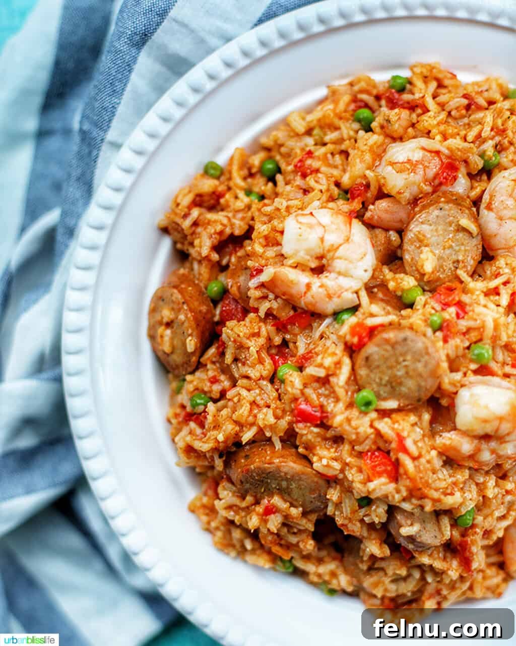 Seafood Jambalaya: A Ninja Foodi Delight 8 A side view of seafood jambalaya, showcasing the rice, shrimp, sausage, and vegetables.